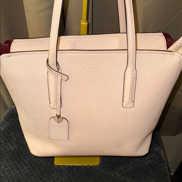 Kate Spade Pink With Red interior Leather Tote Bag EUC - Picture 4 of 16